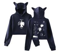 Milo J - Sudadera de manga larga con capucha para orejas de gato, ropa de calle juvenil, casual, elegante, ropa de hip hop