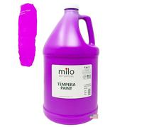 milo - Pintura tempera violeta fluorescente | Botella de 3,6 l | Brilla los rayos UV a la luz negra | No tóxico, fabricado en Estados Unidos | Pintura de arte lavable para fiesta, estudiante, aula