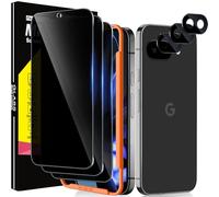 Milomdoi 3 Piezas Protector de Pantalla para Apple Google Pixel 9A Privacidad Accesorios Antiespias Cristal Templado con 3 Piezas Protector de Lente de Cámara Funda Case Carcasa Amistoso Ultra HD