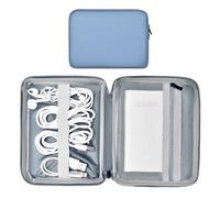 miloocul Organizador de cables de cuero, impermeable, organizador de cables de viaje, portátil, organizador de tecnología para cargador, organizador de accesorios electrónicos para hombres (gris y