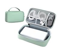 miloocul Organizador de cargador portátil de viaje a prueba de golpes para Anker/Jackery/RAV/20000/30000mAh Power Bank Funda electrónica de cuero para PowerCore (verde claro, una sola capa, grande)