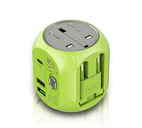 Milool Reiseadapter Universal Steckdosenadapter Reiseadapter Reiseadapter Weltweit mit TRI USB QC3.0 Typ-C Anschlüsse (3A) Reiseladegerät für Phones und Stecker für EU/US/UK All-In-One für über 200