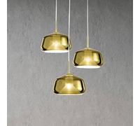 miloox by Sforzin Lámpara colgante X-Ray, dorada, 3 luces redondas, cristal