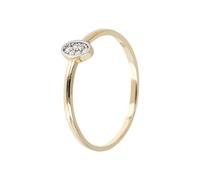 MILOR - Anillo de mujer de oro con piedras; anillo solitario de compromiso; regalo cumpleaños, aniversario, día de la madre, Oro amarillo, Zirconia cúbica