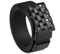 Milorde Cinturón de nailon con trinquete para hombre, 35 mm, diseños modernos y cómodos para el trabajo, negocios e informal, Rejillas negras, 34-38”Waist Adjustable（110cm）