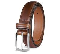 Milorde Cinturón de vestir de piel auténtica para hombre, hecho a mano, 100% piel de vaca, diseños modernos y clásicos para el trabajo, negocios e informal, Umbra quemada, 38 (Fits waist 36-37")