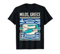 Milos Grecia Bandera Islas Costeras Mar Egeo Arte Retro Camiseta