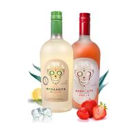 MiLove Margarita Clásico y Fresa - Cóctel Premium, artesano y natural - Pack 2 botellas elaborado con Tequila de Agave Azul (México), limón, fresa y licor triple seco - 2x75 cl.