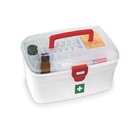 MILTON Caja médica, caja de almacenamiento vacía de primeros auxilios, organizador, asa adjunta, kit de emergencia familiar, bandeja desmontable, fácil acceso con una tapa transparente con cerradura,