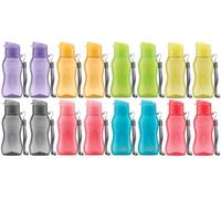 MILTON Paquete de 16 botellas de agua para niños de 6 onzas para la escuela con tapa abatible sin fugas, botella de agua deportiva pequeña portátil para adultos, correa de transporte, recuerdos de