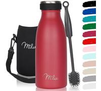 Milu - Botella de acero inoxidable, 350, 500, 750 ml, 1 l, 1,5 l, termo a prueba de fugas, doble pared, apto para bebidas con gas, para niños y adultos, incluye cepillo de limpieza, rojo, 350 ml