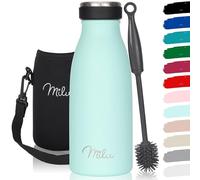 Milu - Botella de acero inoxidable, 350, 500, 750 ml, 1 l, 1,5 l, termo a prueba de fugas, doble pared, apto para bebidas con gas, para niños y adultos, incluye cepillo de limpieza, color menta,