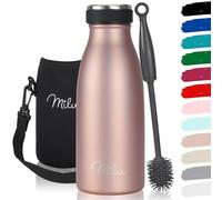 Milu Botella térmica de acero inoxidable, 350, 500, 750, 1000 ml, para niños y adultos, a prueba de fugas, apta para bebidas con gas, aislante, incluye cepillo de limpieza (oro rosa, 350 ml)