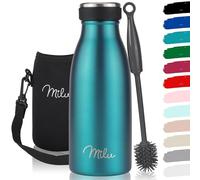 Milu Botella térmica de acero inoxidable, 350, 500, 750, 1000 ml, para niños y adultos, a prueba de fugas, apta para bebidas con gas, aislante, incluye cepillo de limpieza (verde, 350 ml)