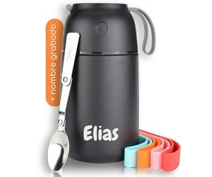 Milu Envase térmico personalizado grabado - idea de regalo para Pascua, Día del Padre, Día de la Madre, regalo de amor, cumpleaños, empleados, Navidad, matrícula escolar (800ml +Grabado)
