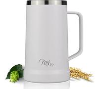 Milu Jarra de cerveza de acero inoxidable aislado | vaso de cerveza con tapa extraíble | jarra térmica para llevar mantiene frío | regalo para hombres (700ml, Blanco)