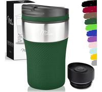 Milu - Taza aislante hermética (210 ml, con aislamiento para café y té, doble pared aislada al vacío, acero inoxidable, taza de viaje caliente y frío, color oliva