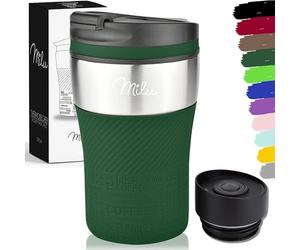 Milu - Taza aislante hermética (210 ml, con aislamiento para café y té, doble pared aislada al vacío, acero inoxidable, taza de viaje caliente y frío, color oliva