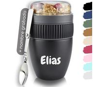 Milu Taza de muesli personalizada grabado idea de regalo para Pascua Día del Padre Día de la Madre Navidad Primer día de colegio Cumpleaños del personal Mujeres hombres Mamá Niños (400ml+Grabado)