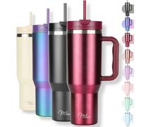 Milu Termico con Asa y Pajita 1200ml, Botella de Agua Acero Inoxidable Aislado, Taza térmica, Vaso de viaje para café helado, 24h helado / 12h caliente - 40oz (Berry, 1200ml)