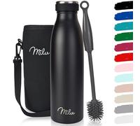 Milu Termo Botella de Agua 500ml, 750ml, 1l - Acero Inoxidable - Aislamiento de Vacío de Doble Pared - Libre BPA (Negro, 500ml)