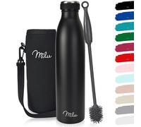 Milu Termo Botella de Agua 500ml, 750ml, 1l - Acero Inoxidable - Aislamiento de Vacío de Doble Pared - Libre BPA (Negro, 1000ml)