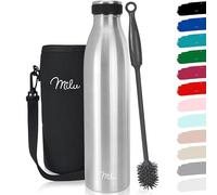 Milu Termo Botella de Agua 500ml, 750ml, 1l - Acero Inoxidable - Aislamiento de Vacío de Doble Pared - Libre BPA (Plateado, 1000ml)