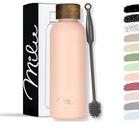 Milu Termo Botella de Agua 500ml - Acero Inoxidable Mantiene 24H Frio / 12H Calor - Aislamiento de Vacío de Doble Pared - Libre BPA - incl. cepillo de limpieza (Pink, 500ml)