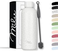 Milu Termo Botella de Agua 500ml - Acero Inoxidable Mantiene 24H Frio / 12H Calor - Aislamiento de Vacío de Doble Pared - Libre BPA - incl. cepillo de limpieza (White Leopard, 500ml)