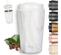 Milu Termo Cafe 300ml, 400ml, 500ml - Vaso Termico Antigoteo, Taza Termica acero inox sin BPA, Vaso Insulated Mug para llevar (Pink-Marble, 400ml)
