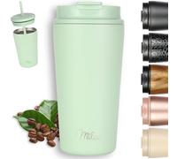 Milu Termo Cafe 300ml, 400ml, 500ml - Vaso Termico Antigoteo, Taza Termica acero inox sin BPA, Vaso Insulated Mug para llevar (Lily green, 500ml)