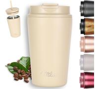 Milu Termo Cafe 300ml, 400ml, 500ml - Vaso Termico Antigoteo, Taza Termica acero inox sin BPA, Vaso Insulated Mug para llevar (Cream, 400ml)