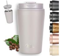 Milu Termo Cafe 300ml, 400ml, 500ml - Vaso Termico Antigoteo, Taza Termica acero inox sin BPA, Vaso Insulated Mug para llevar (Taupe Grey, 400ml)