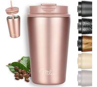 Milu Termo Cafe 300ml, 400ml, 500ml - Vaso Termico Antigoteo, Taza Termica acero inox sin BPA, Vaso Insulated Mug para llevar (Rose Gold, 400ml)