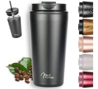 Milu Termo Cafe 300ml, 400ml, 500ml - Vaso Termico Antigoteo, Taza Termica acero inox sin BPA, Vaso Insulated Mug para llevar (Black, 500ml)