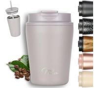 Milu Termo Cafe 300ml, 400ml, 500ml - Vaso Termico Antigoteo, Taza Termica acero inox sin BPA, Vaso Insulated Mug para llevar (Taupe Grey, 300ml)