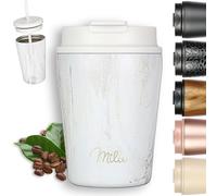 Milu Termo Cafe 300ml, 400ml, 500ml - Vaso Termico Antigoteo, Taza Termica acero inox sin BPA, Vaso Insulated Mug para llevar (White Leopard, 300ml)