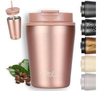 Milu Termo Cafe 300ml, 400ml, 500ml - Vaso Termico Antigoteo, Taza Termica acero inox sin BPA, Vaso Insulated Mug para llevar (Rose Gold, 300ml)