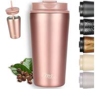 Milu Termo Cafe 300ml, 400ml, 500ml - Vaso Termico Antigoteo, Taza Termica acero inox sin BPA, Vaso Insulated Mug para llevar (Rose Gold, 500ml)