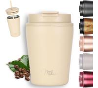 Milu Termo Cafe 300ml, 400ml, 500ml - Vaso Termico Antigoteo, Taza Termica acero inox sin BPA, Vaso Insulated Mug para llevar (Cream, 300ml)
