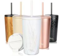 Milu Termo Cafe 300ml, 400ml, 500ml - Vaso Termico Antigoteo, Taza Termica acero inox sin BPA, Vaso Insulated Mug para llevar (Pink-Marble, 500ml)