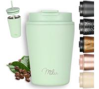 Milu Termo Cafe 300ml, 400ml, 500ml - Vaso Termico Antigoteo, Taza Termica acero inox sin BPA, Vaso Insulated Mug para llevar (Lily green, 300ml)
