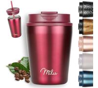 Milu Termo Cafe 300ml - Vaso Termico Antigoteo, Taza Termica acero inox sin BPA, Vaso Insulated Mug para llevar (Berry, 300ml)