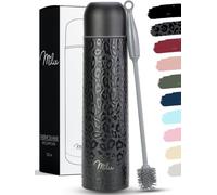Milu Termo de café 500ml, 750ml, 1l - Botella térmica aislada, Frasco de Vacío de Acero Inoxidable, Sin BPA - Doble Pared Aislamiento al Vacio - 100% a prueba de fugas (Black Leopard, 1000 ml)