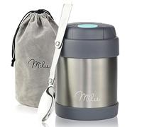 Milu Termo para Comida 300ml, 440ml, 450ml, 650ml, 800ml Taza Aislada, Botella de Acero Inoxidable Aislada para Alimentos, Beber y sopa de los niños de adultos A prueba de fugas Térmico (300ml/Gris)