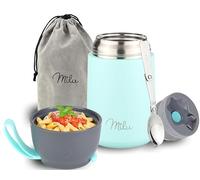 Milu Termo para Comida 300ml, 440ml, 450ml, 650ml, 800ml Taza Aislada, Botella de Acero Inoxidable Aislada para Alimentos, Beber y sopa de los niños de adultos A prueba de fugas Térmico (650ml/Menta)