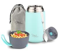 Milu Termo para Comida 300ml, 440ml, 450ml, 650ml, 800ml Taza Aislada, Botella de Acero Inoxidable Aislada para Alimentos, Beber y sopa de los niños de adultos A prueba de fugas Térmico (800ml/Menta)