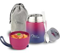 Milu Termo para Comida 450 ml Taza Aislada, Botella de Acero Inoxidable Aislada Alimentos, Beber y sopa de los niños de adultos Térmico (450ml/Azul Baya)