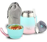 Milu Termo para Comida 450 ml Taza Aislada, Botella de Acero Inoxidable Aislada Alimentos, Beber y sopa de los niños de adultos Térmico (450ml/Menta Rosa)