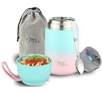 Milu Termo para Comida 650 ml Taza Aislada, Botella de Acero Inoxidable Aislada Alimentos, Beber y sopa de los niños de adultos Térmico (650ml/Menta Rosa)